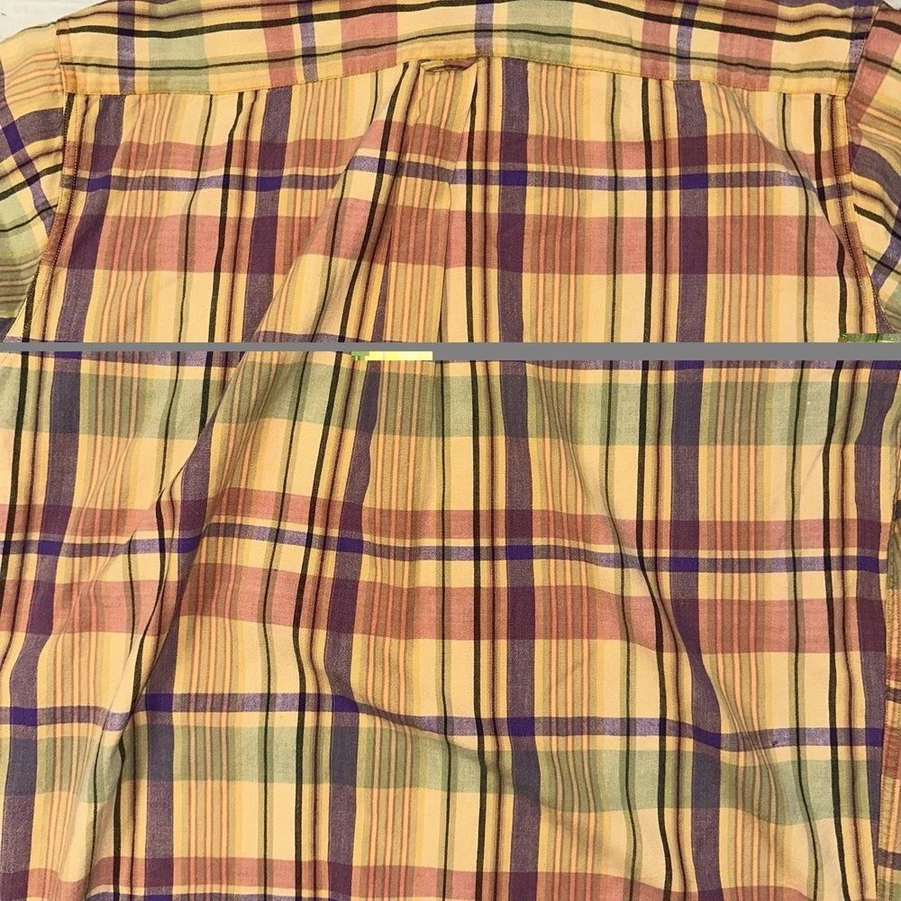Vintage 90s Banana Republic Plaid Short Sleeve Button Up Shirt Multicolor Mens L